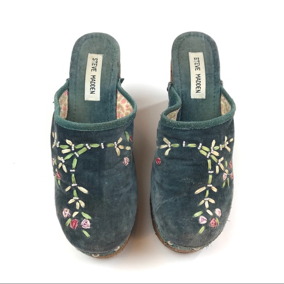 VTG Steve Madden Velvet Platform Clog - Picture 2 of 6